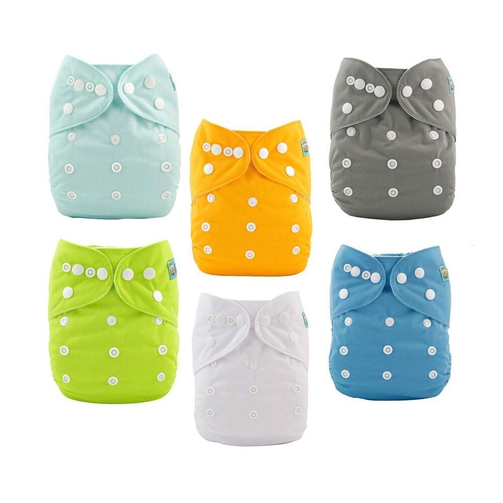 Alvababy Reusable Cloth Diapers 6 Pack + 12 Inserts One Size Adjustable